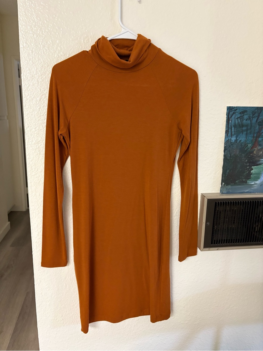 Rust Turtleneck Long Sleeve Dress